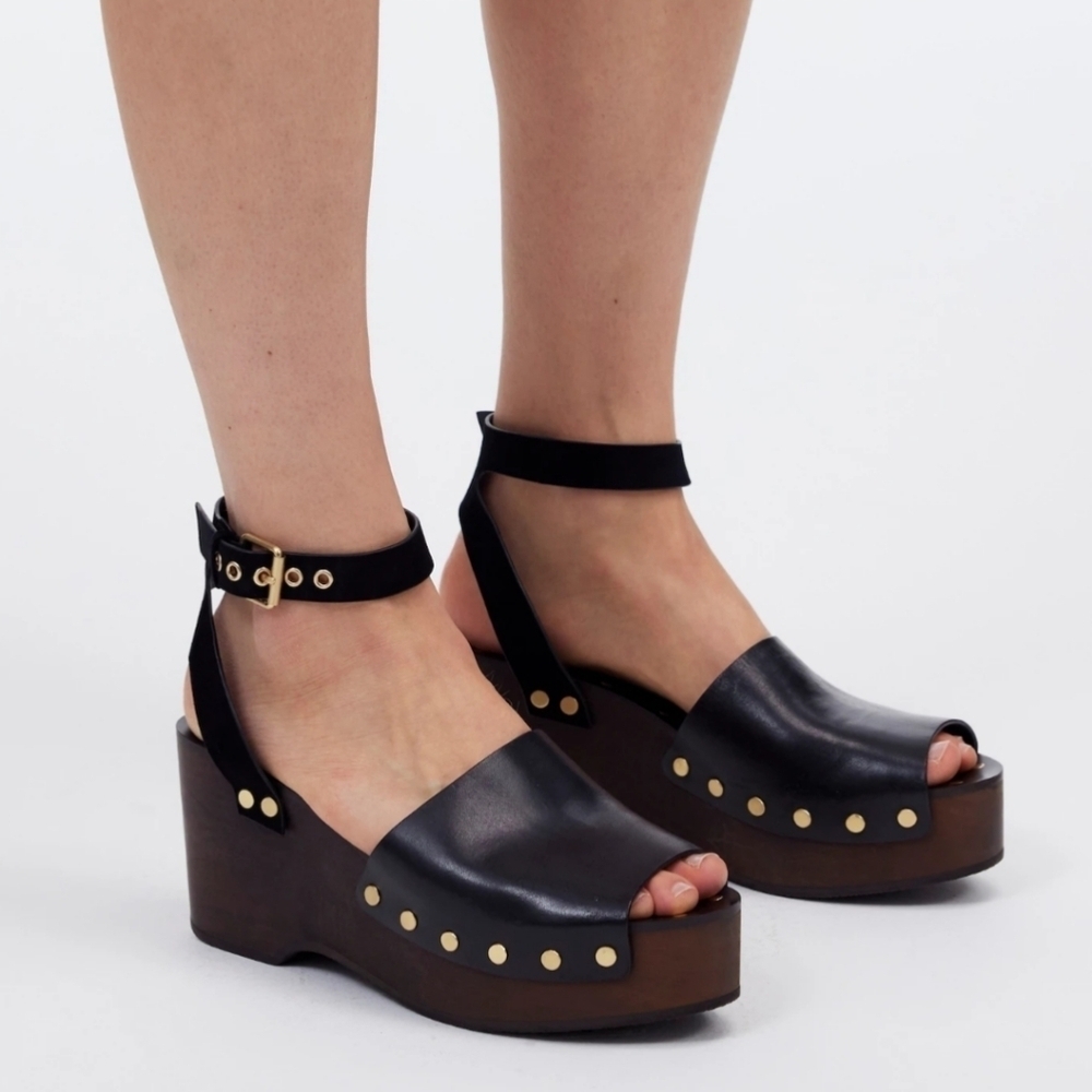 New! Madewell The Anouk Platform Clog Leather Chunky Wedge Heel Sandal
